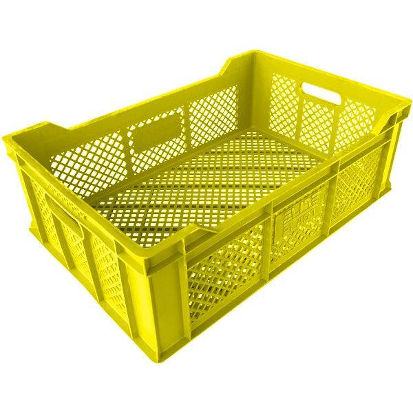 plastik kasa kapalı tip balkonlu sanayi kasası 400x600x200mm sarı